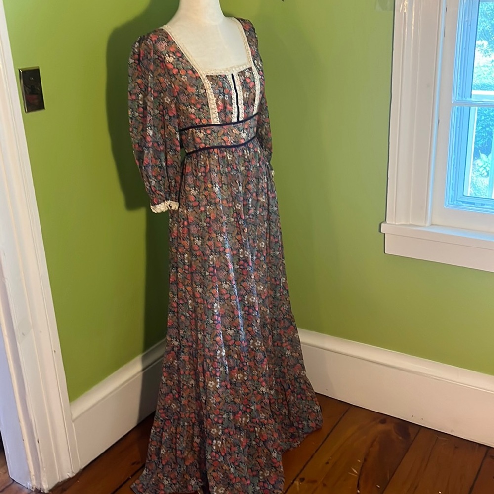 vintage 70s English design  Kati at Laura Phillips spectacular maxi dress